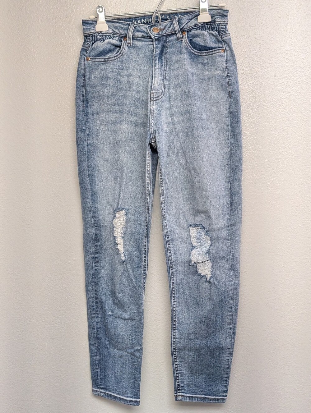 Vanilla Star Light Blue Skinny Jeans with Knee Rips